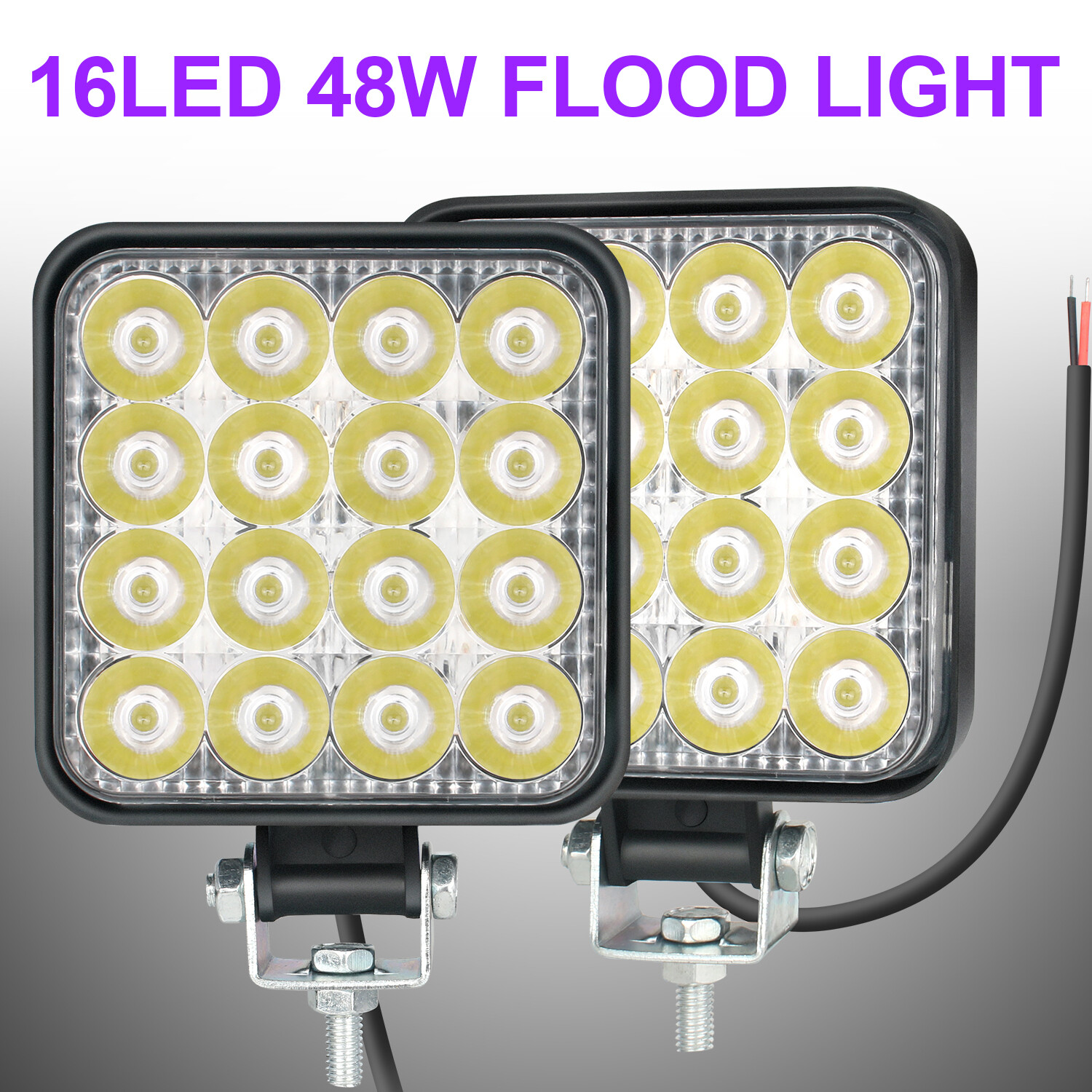 6PCS 4inch 48W LED Work Light , Square Flood Lights for Truck Tractor Off-Road