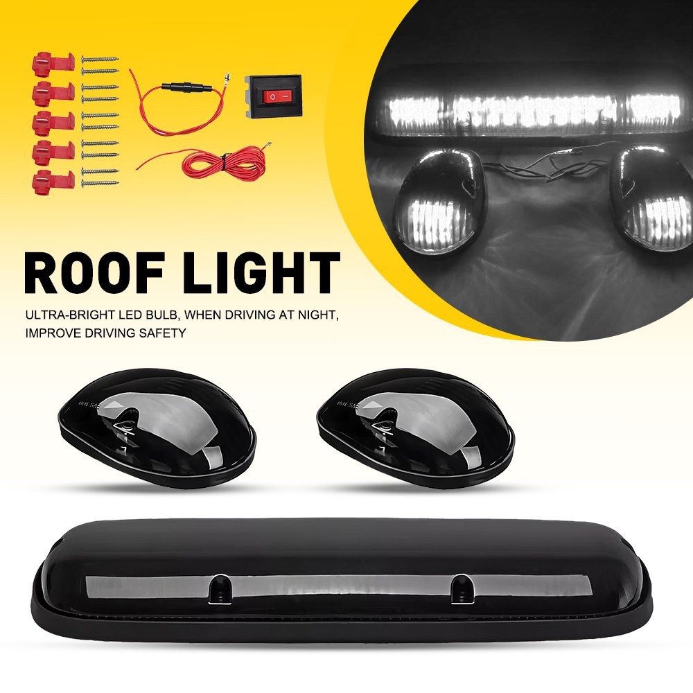 White LED Cab Roof Marker Top lights For Chevrolet Silverado 1500 2500 3500 GMC