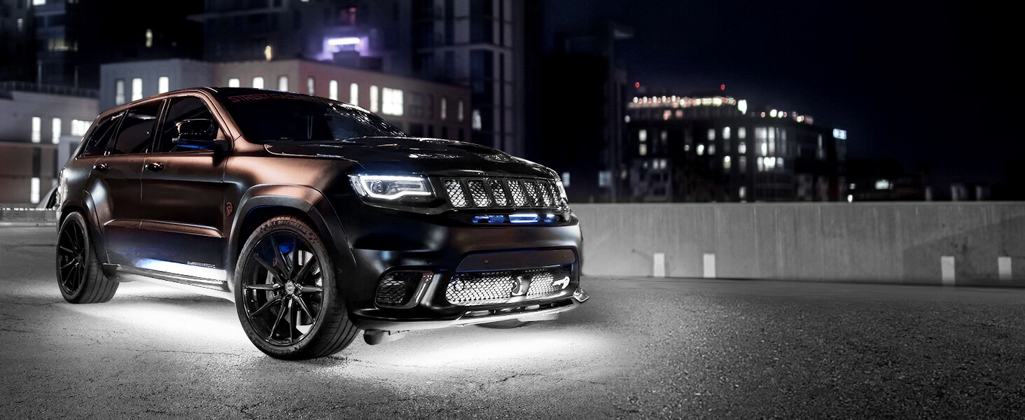 MICTUNING N8 RGBW LED Strip Aluminum Underneath Under Car Neon Lights Wireless