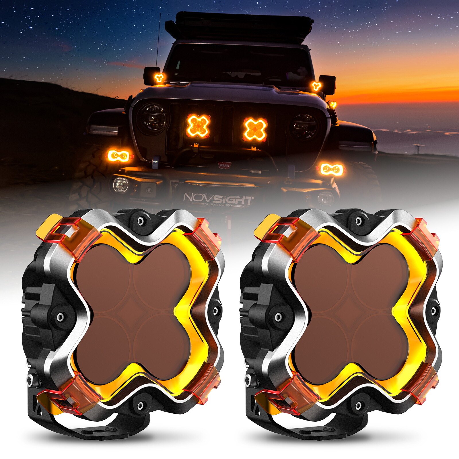 NOVSIGHT HALO Series 6″ LED Work Light Pod Off Road Spotlight Flood Combo Beam