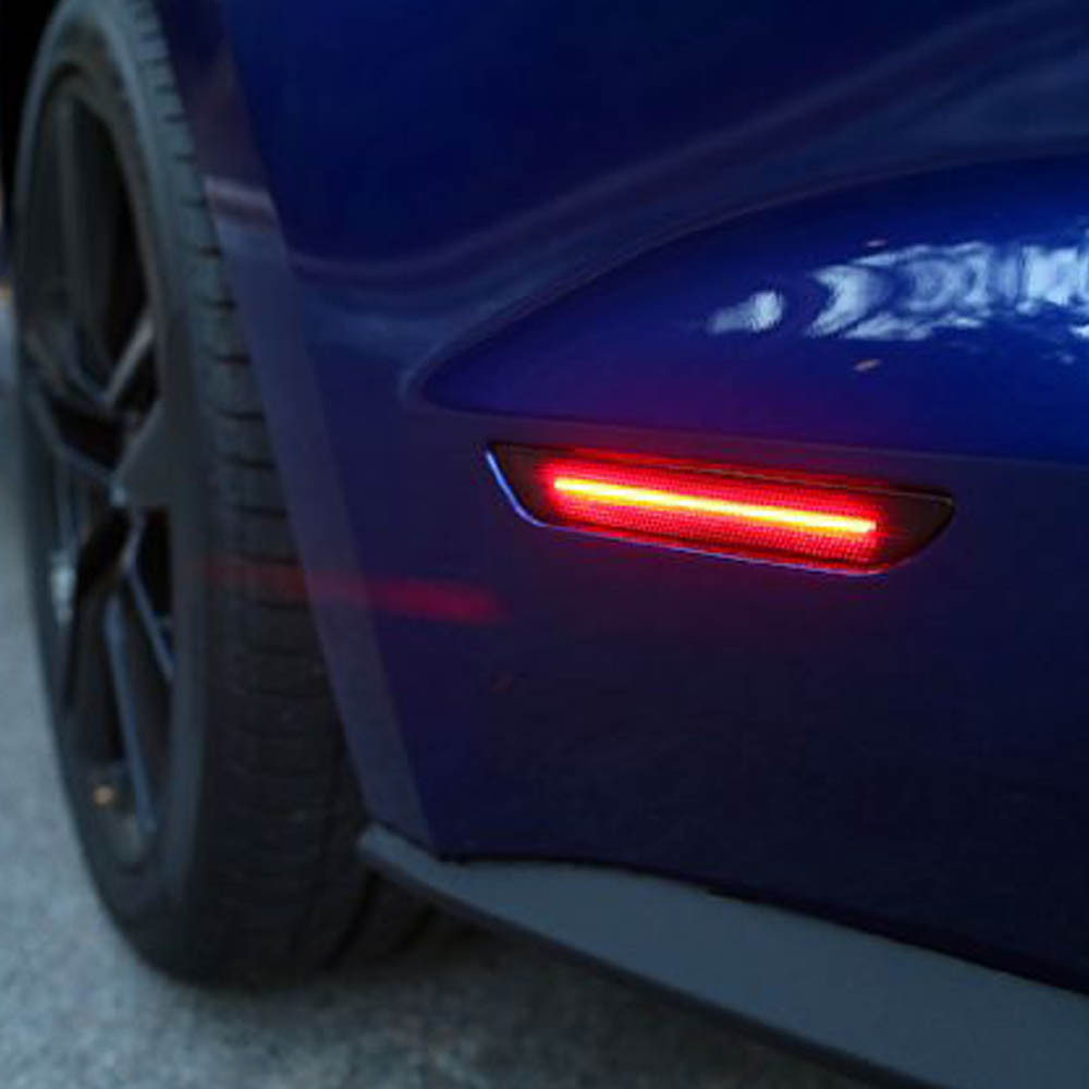 Smoked Black Lens Brilliant Red LED Side Marker Lights For 2015-up Ford Mustang