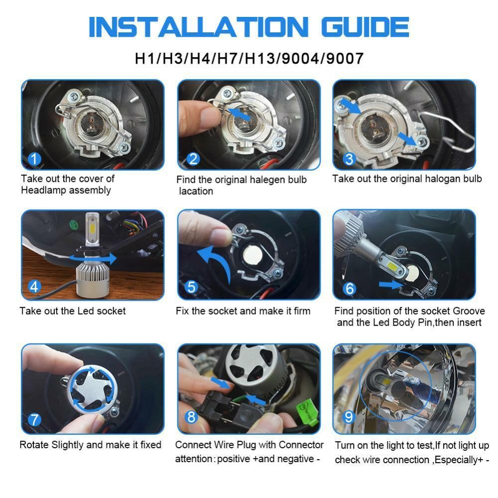 H13 9008 9145 LED Headlight Fog Light Bulbs For RAM 1500 2500 3500 2011-2012