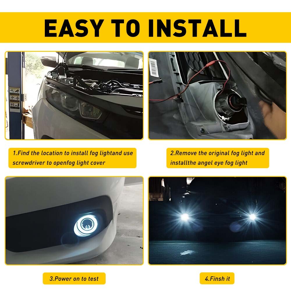 1/2Pair 2.5″ COB COB LED Projector Car Angel Lights Eye DRL Halo Ring Drive Fog