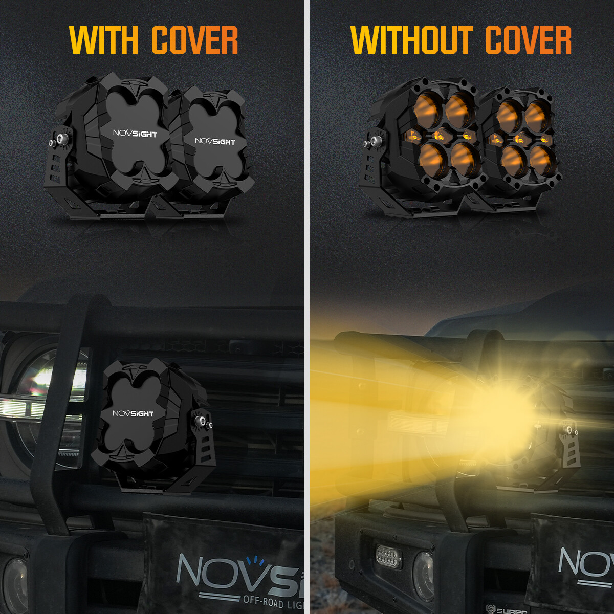 NOVSIGHT 2x 6“ LED Off Road Lights Driving Pod Flood Spot Beam for Jeep Pickup