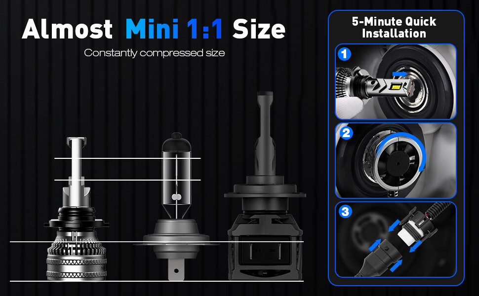 NOVSIGHT 9005 LED Headlight Bulbs High Low Beam Bright Lamp 6500K 40000LM 200W