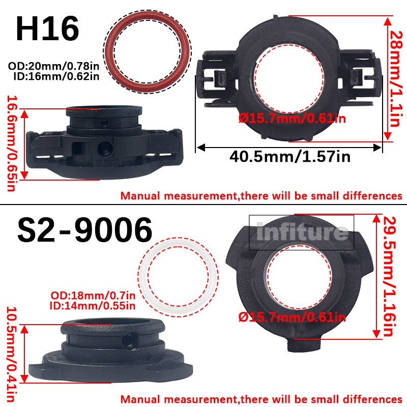 2Pcs LED Headlight Bulb Base Adapter Socket Retainer 9004/9005/9006/H7/H4/H3/H1