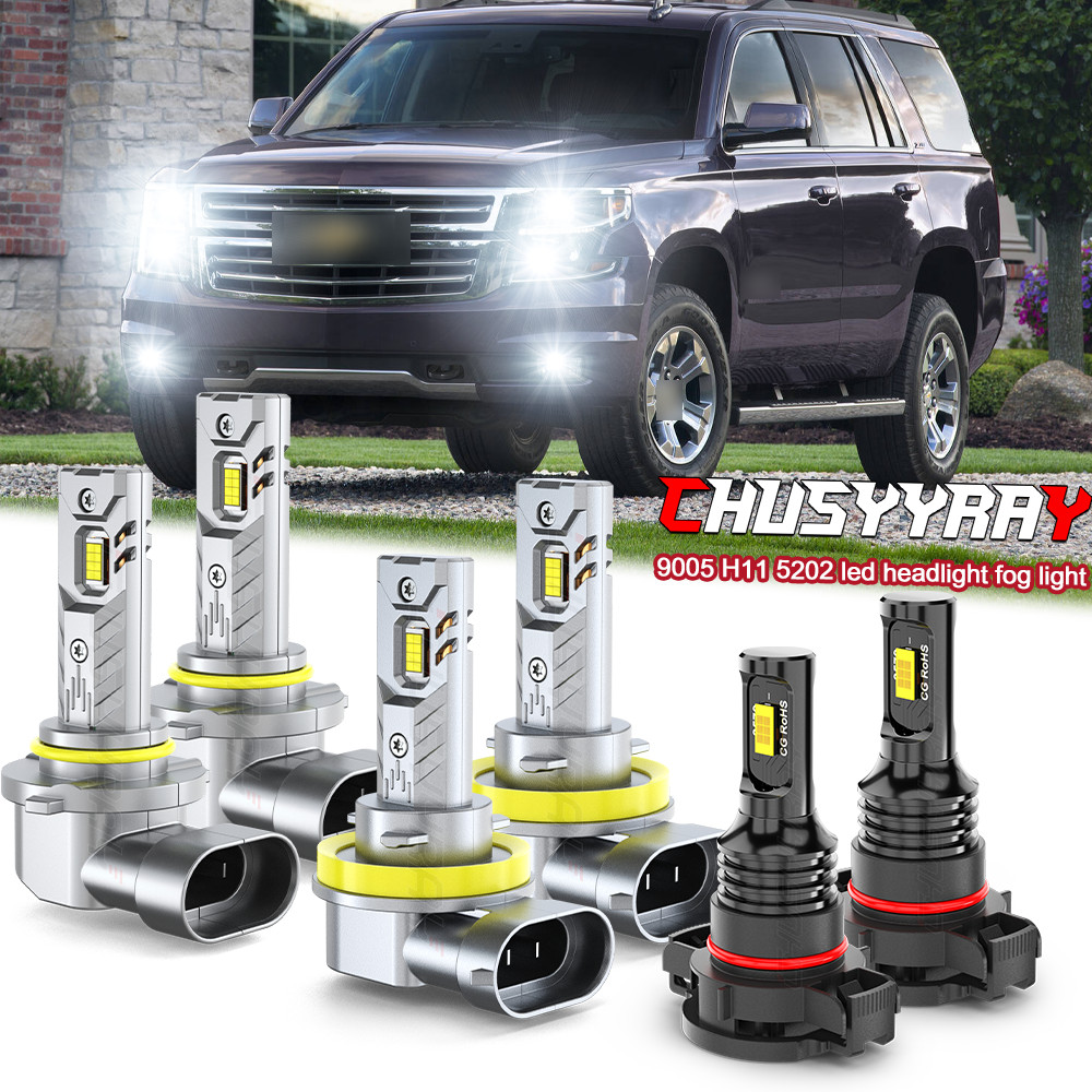 6X LED Headlight Blubs+ Fog Light kit For 2007-2019 Silverado 1500 2500 HD