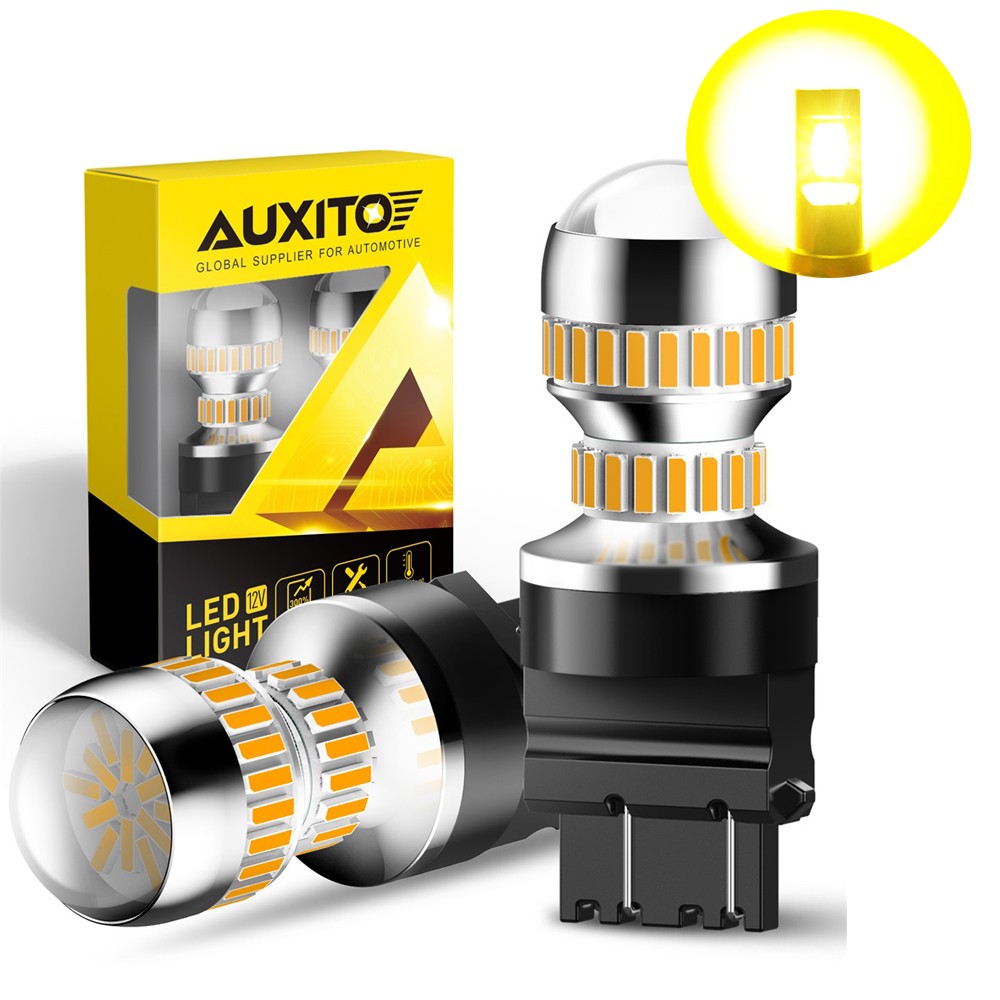 Pair Amber Yellow 3157 3456 4156 LED Turn Tail Signal Light Bulb 4014SMD AUXITO