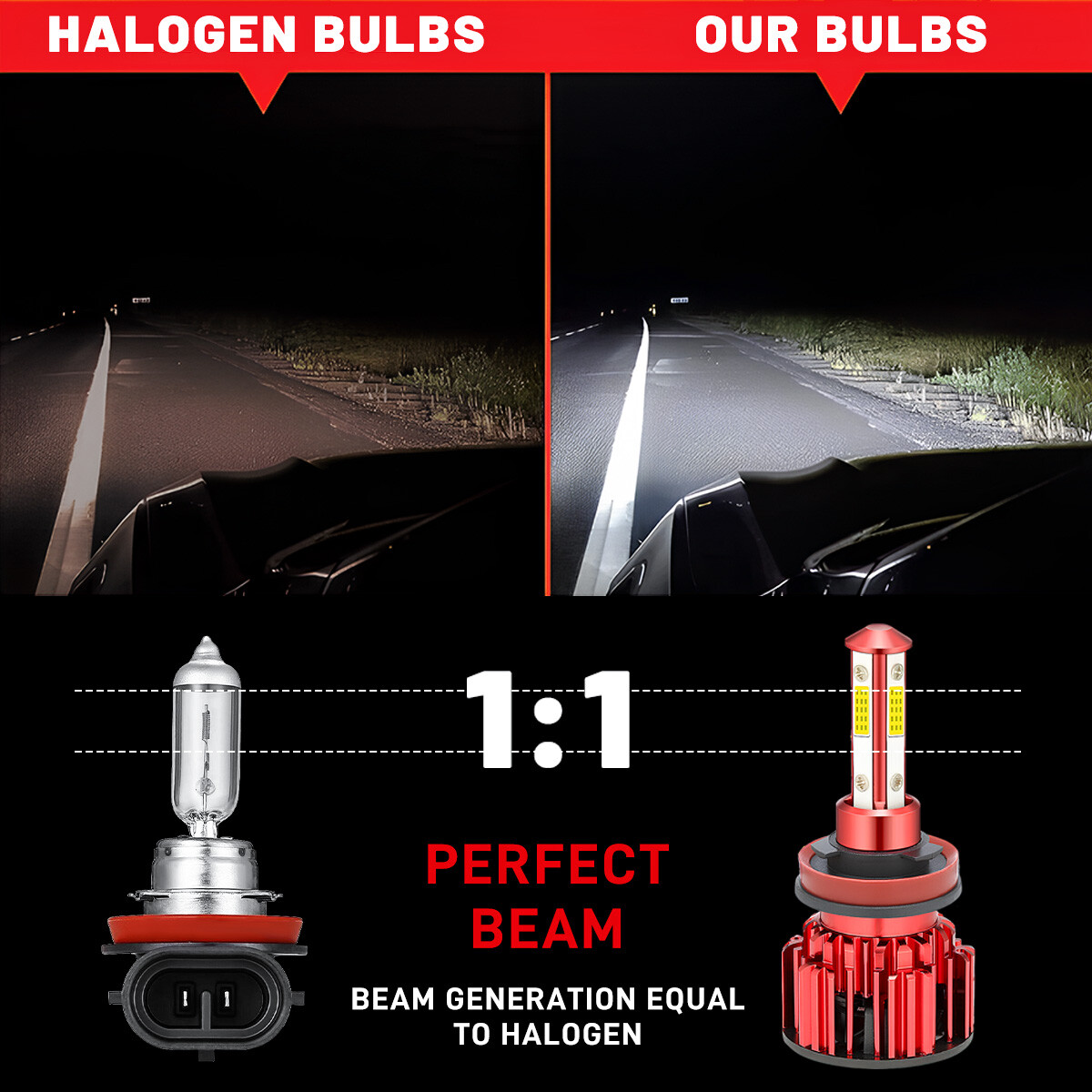 Super Bright 4x Combo H9 H11 LED Headlight High Low Beam Bulbs 10000K White Kit