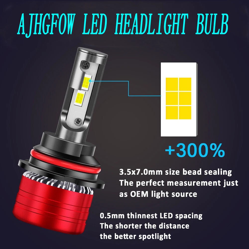 9007 HB5 LED Headlight Bulbs Kit High Low Beam 6500K Extremely Bright 72000LM