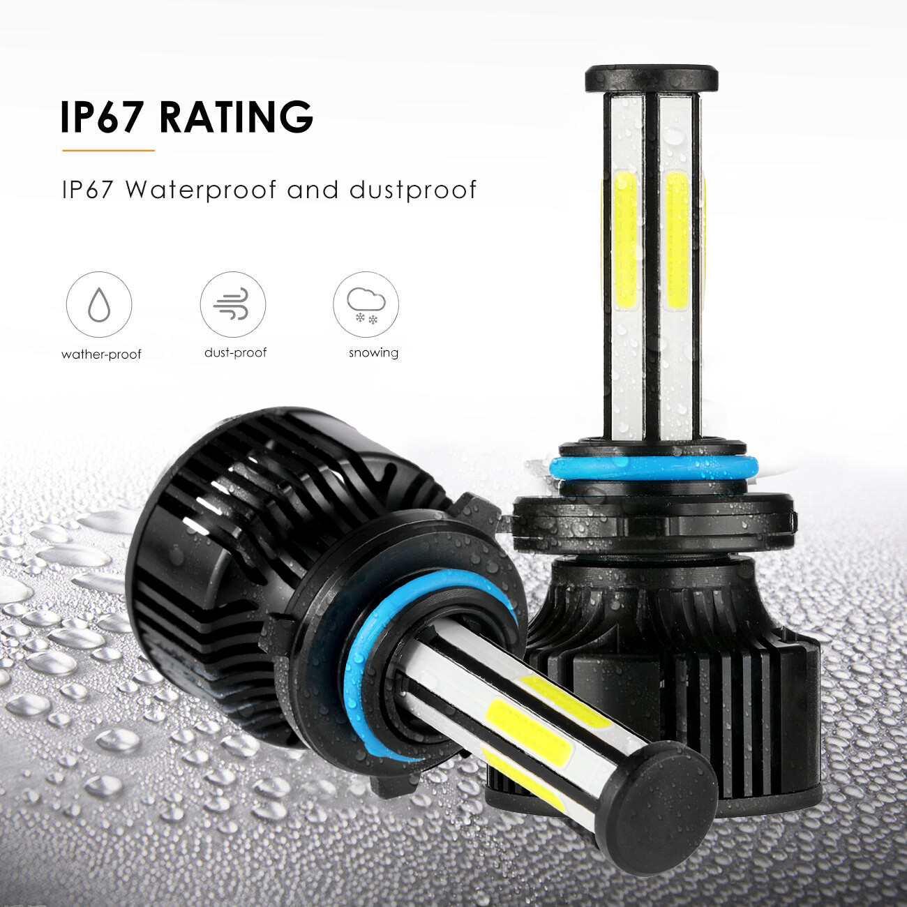 6-sides LED Headlight Bulbs Combo Kit 9005 H11 High Low Beam Bright White 6500K