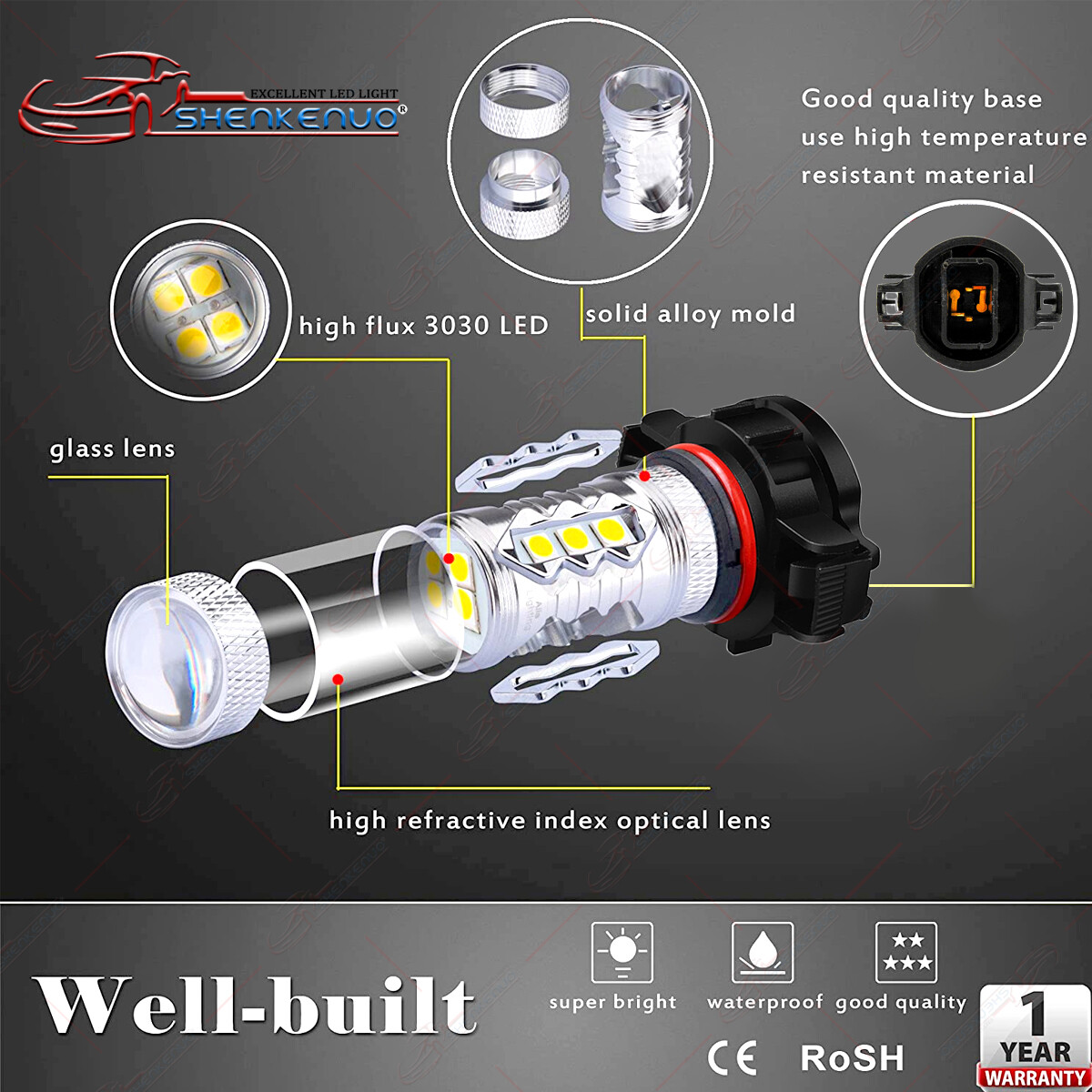 Super Bright Golden Yellow 16-SMD H11 H8 H9 LED Bulbs For DRL Driving Fog Lights