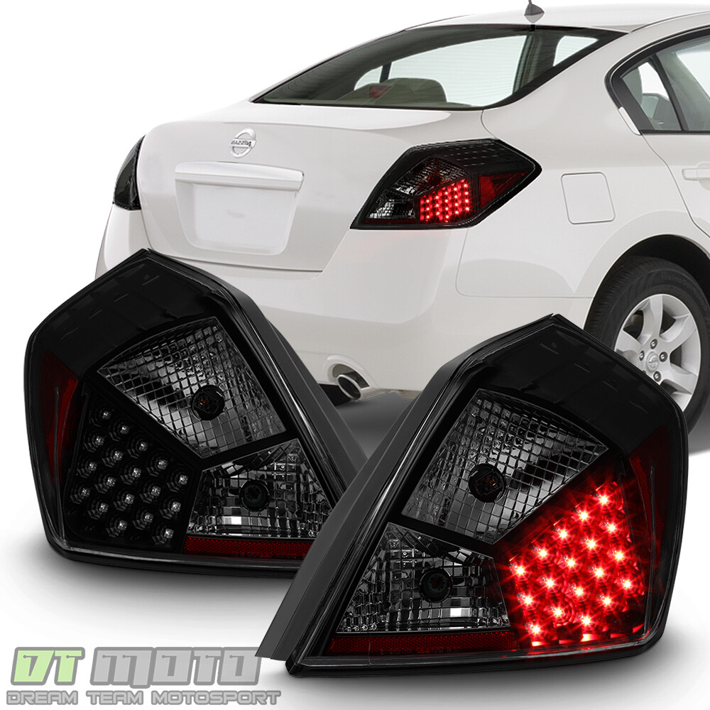 Black Housing Smoke Lens For 2007-2012 Altima Sedan LED Tail Lights Brake Lamps