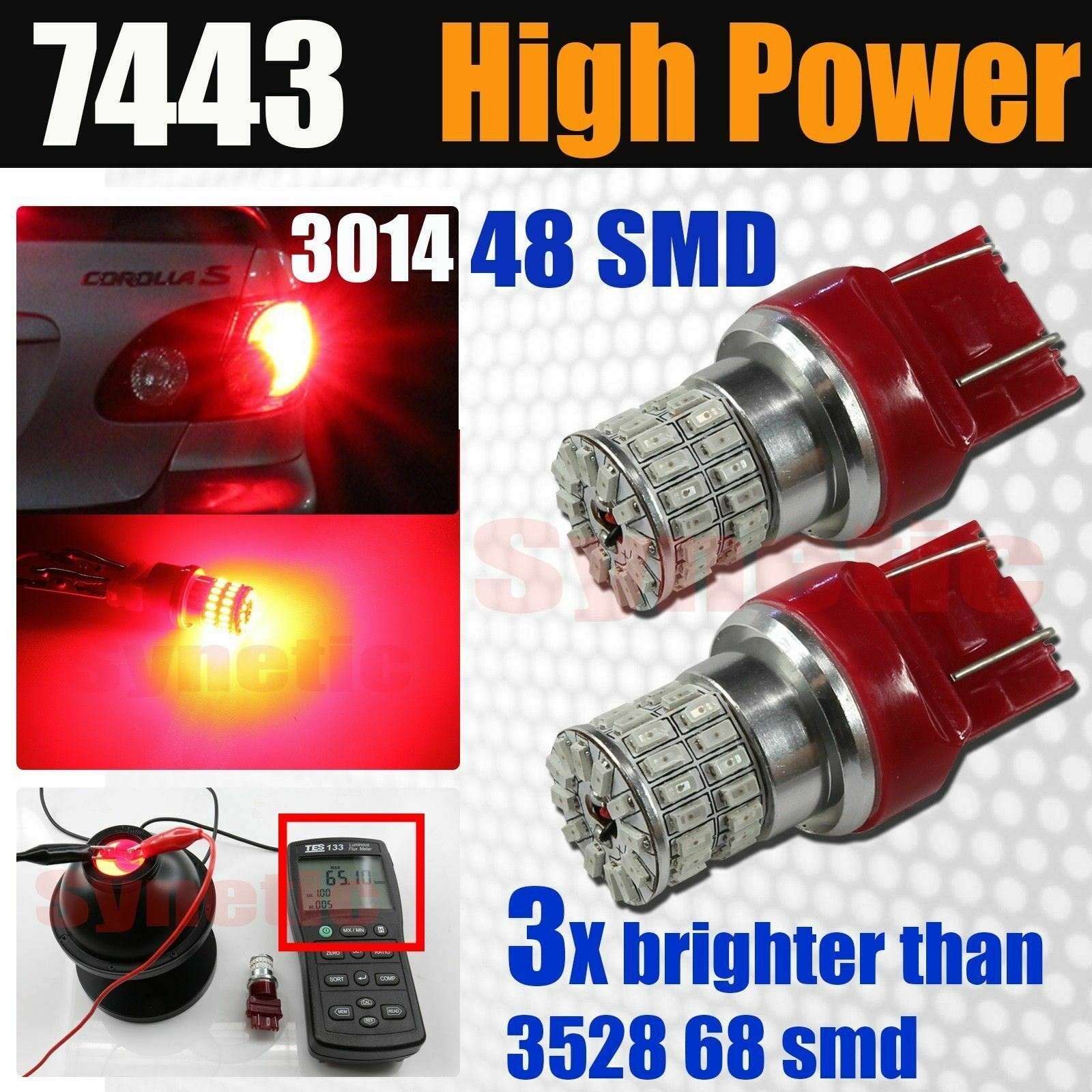 7443 High Power 3014 LED Chips Super Bright RED Brake Light Bulb