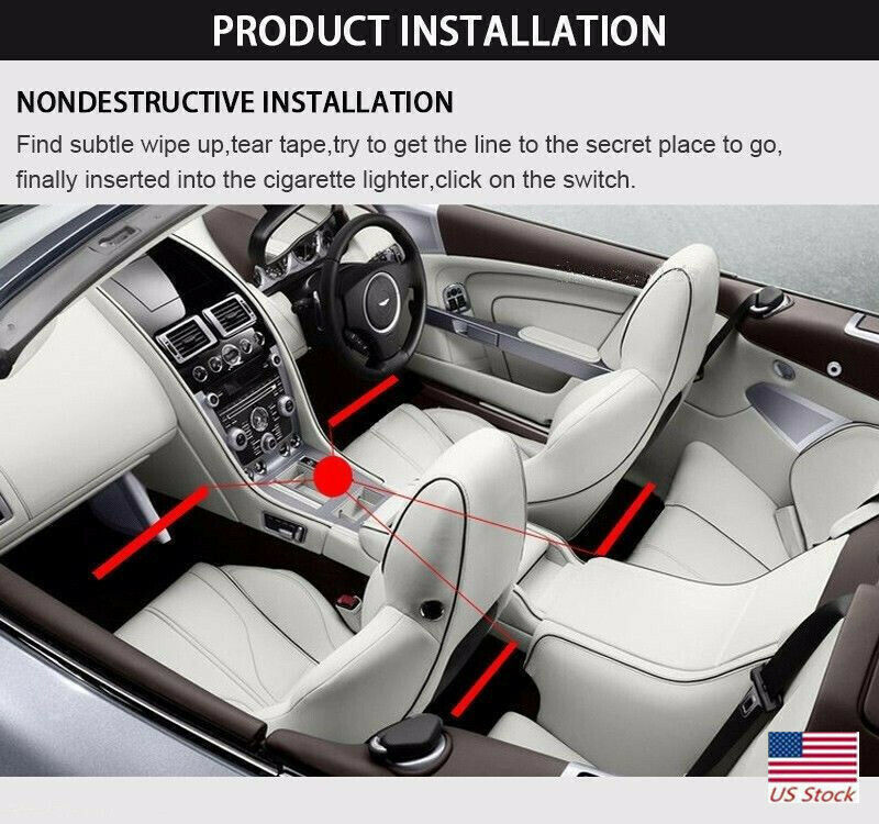 RGB LED Car Interior Accessories Floor Decor Multi-color Ambient Light Bar