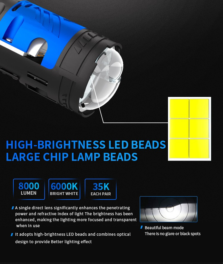 H4 17000LM 6000K LED For Car Headlamps 60W 6063 Aviation Aluminum Material