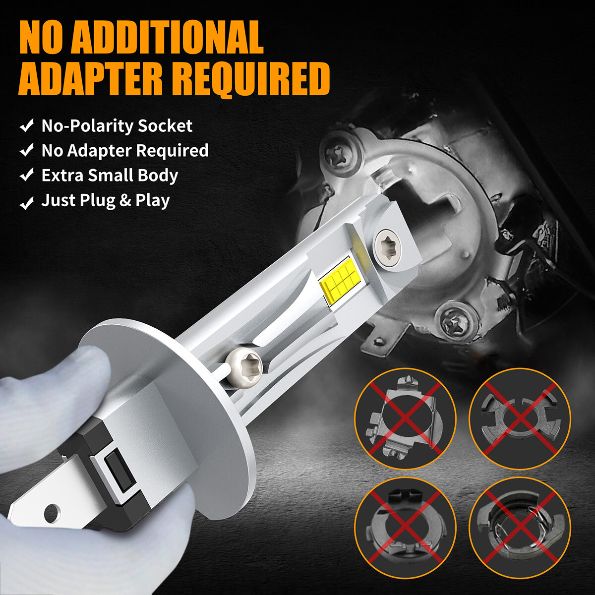 4pcs H1 LED Headlight Bulbs High Low Beam Bright 6500K White CANBUS 330000LM