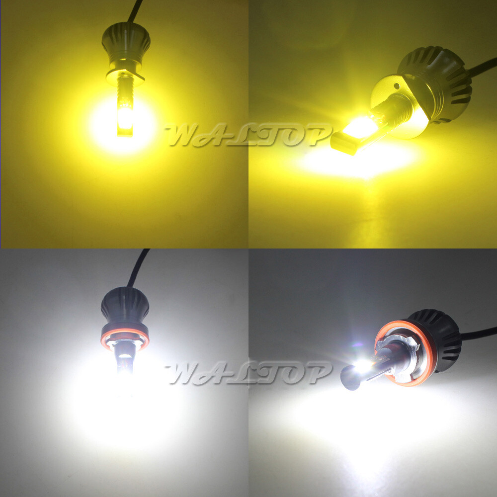 880 899 2-Mode LED Fog Light Bulbs Dual Color Still / Flash 6K White + 3K Yellow