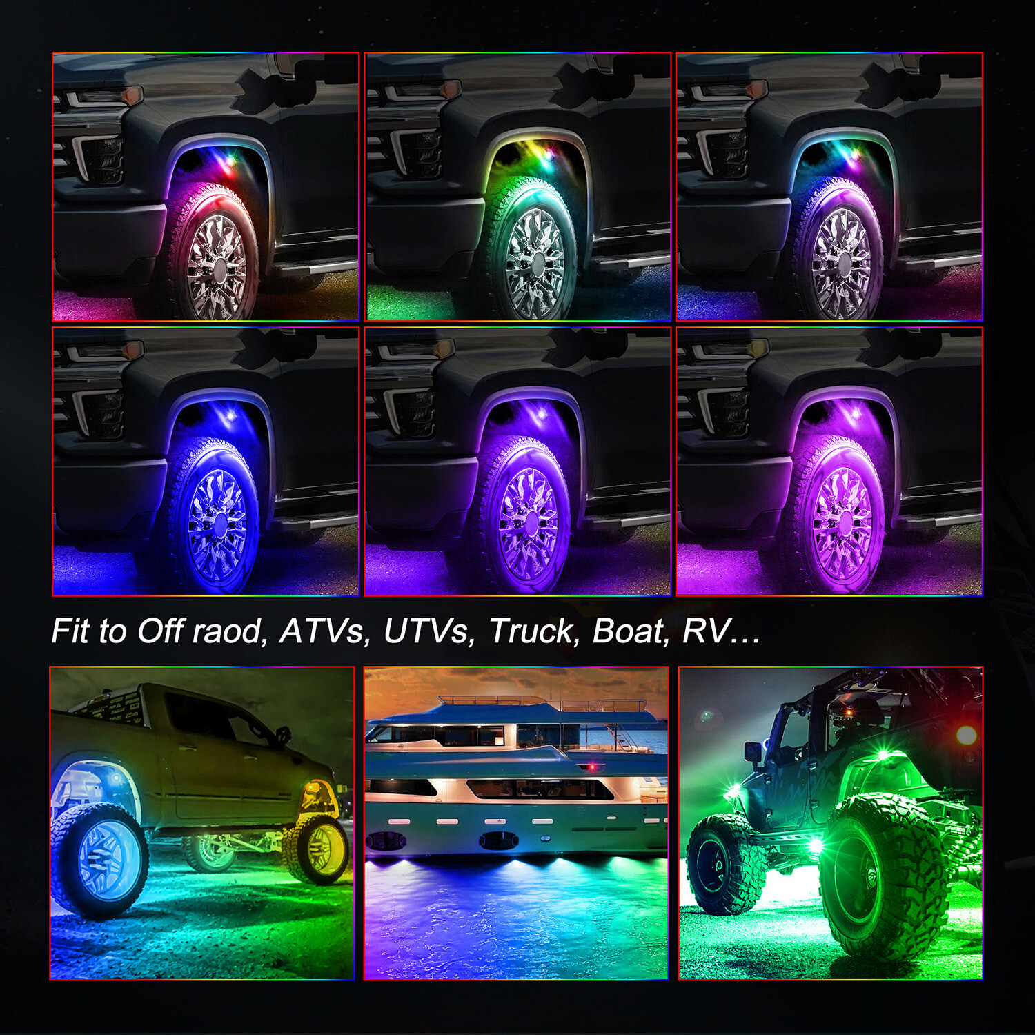 For Can-am Maverick X3 RGB LED Rock Lights 12 Pods Music APP Bluetooth Underbody