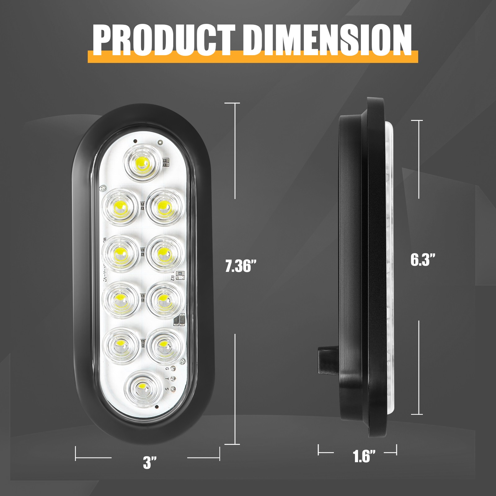 White 6″ Oval Trailer Lights 10 LED Stop Turn Tail Truck Sealed Grommet Plug DOT