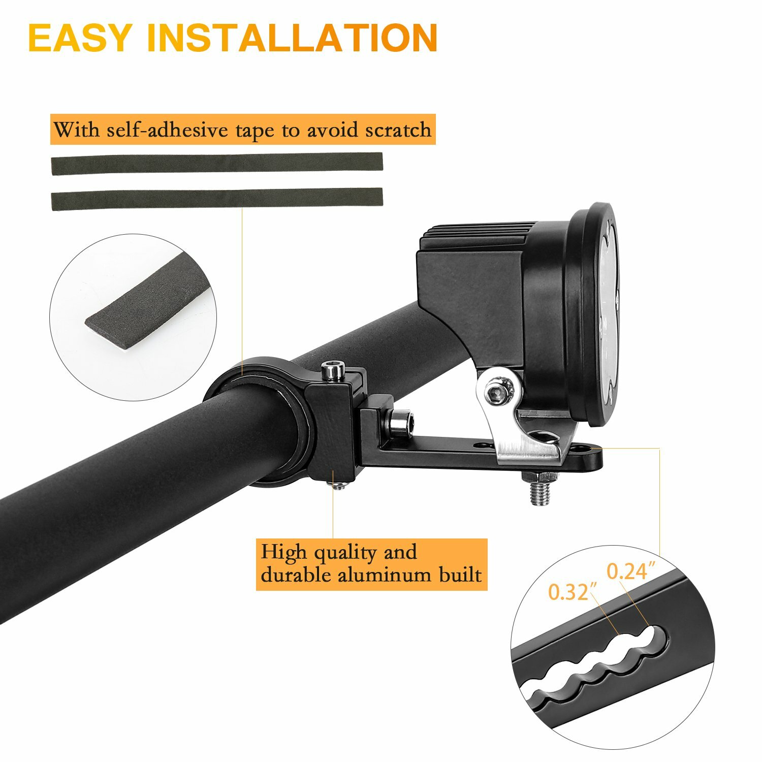 2X 2″ 51mm Bull Bar Roll Cage Mount Bracket Tube Clamps LED Light Bar Offroad