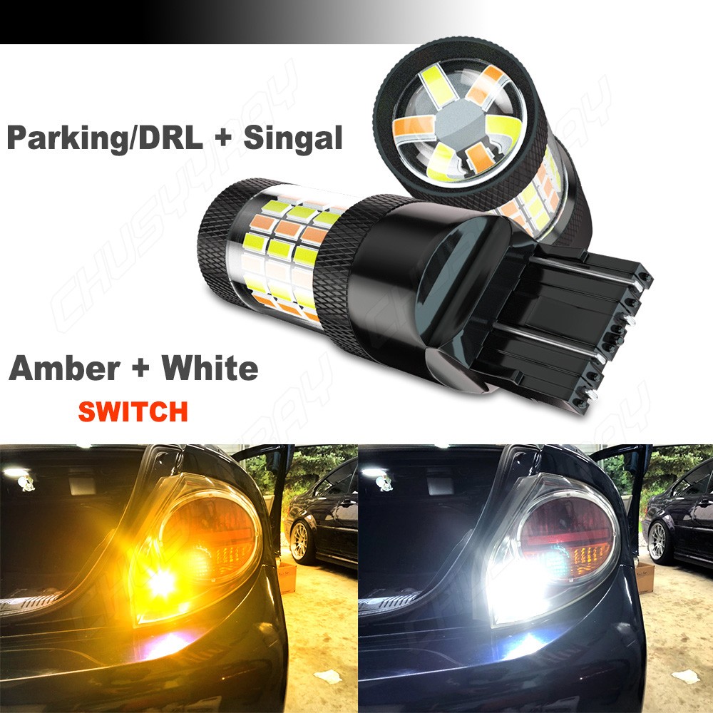 White/Amber High Power 16-SMD 7443 Switchback LED Bulbs For Turn Signal Lights