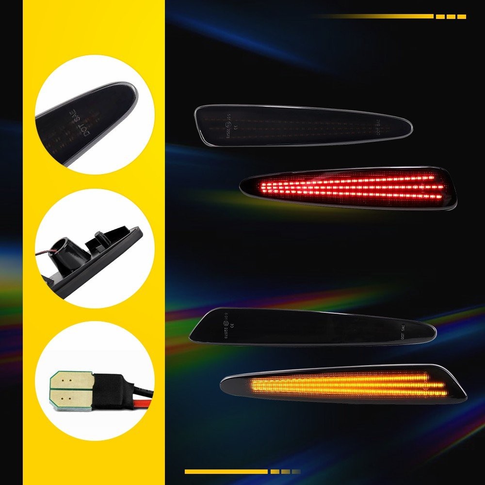 3-Row LED Side Marker Lights Front+Rear For 05-13 Chevrolet Corvette C6 10316651