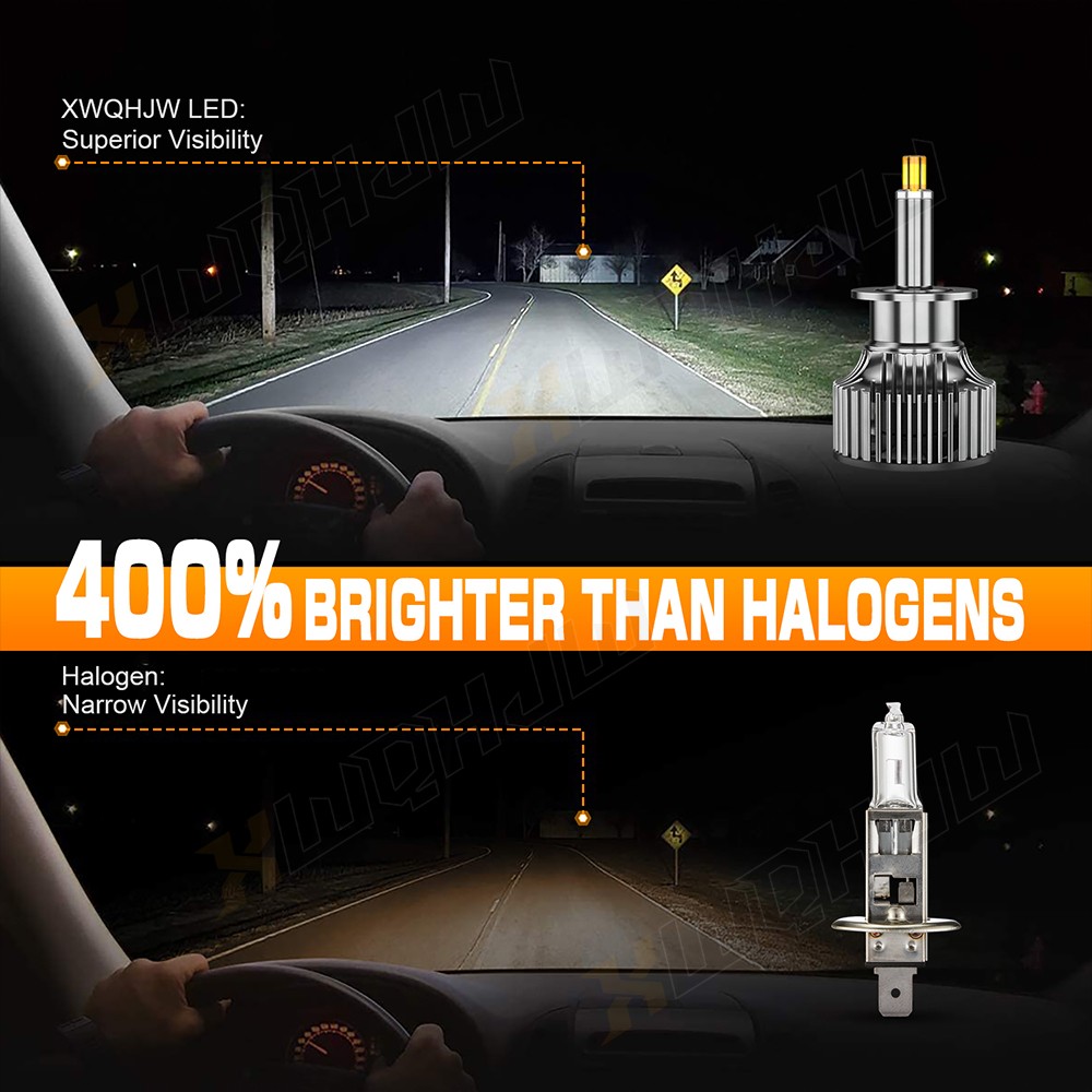 6-Sides 2x H1 160W 48000LM CSP LED Headlight Bulb Conversion Kit 6000K White