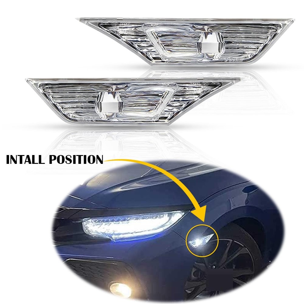 NEW Front Fender Side Marker Light Lamp Lens Set RH LH for 2016-2021 HONDA CIVIC