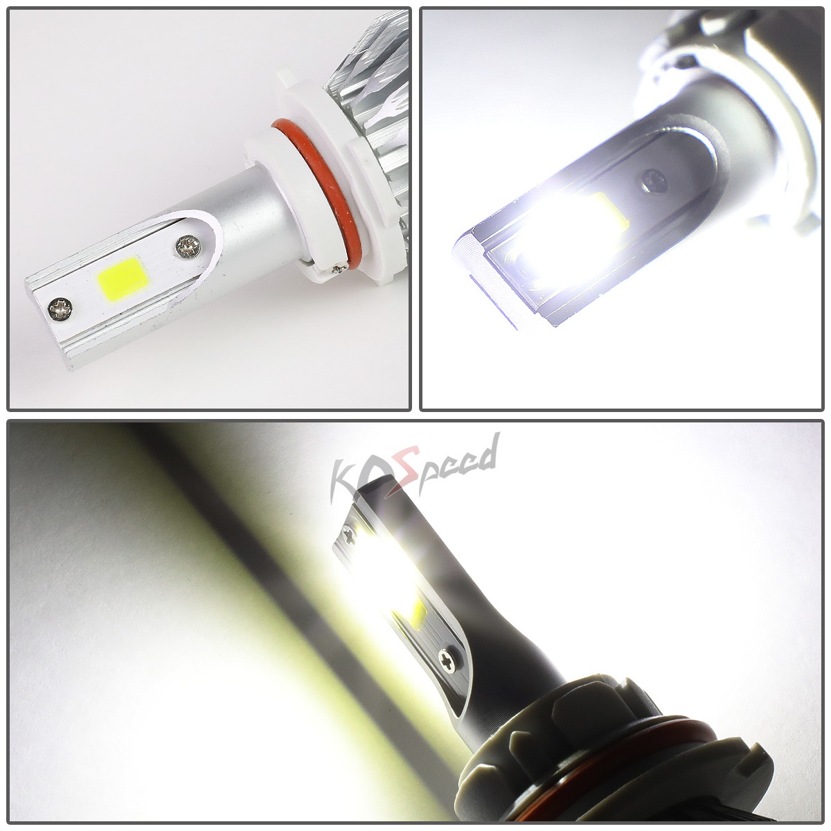 2x White LED 9006 6000K 50000 Hours Life/ Replacement Headlight Bulbs +Cool Fan