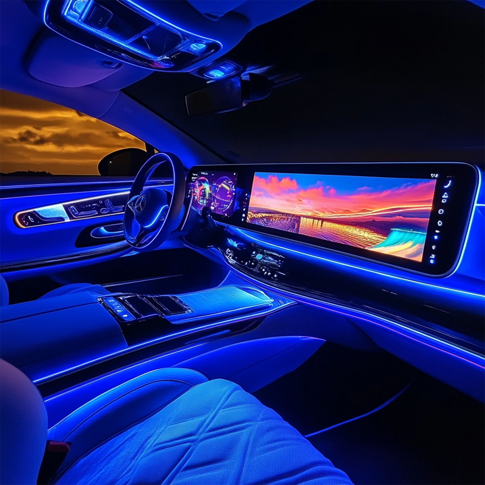 10M RGB 8 in 1 Car Light Strips SUV Car Interior Accent Decor Neon Lighting Kit