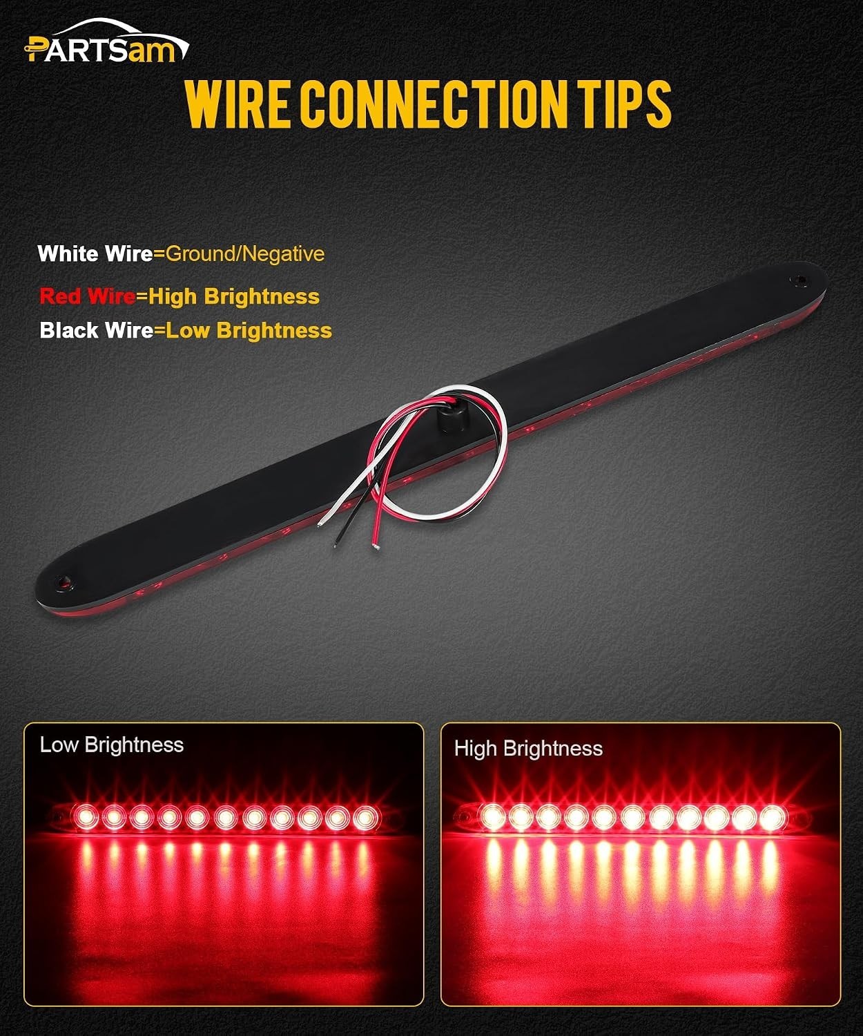 2PCS Red 15″ 11 LED Trailer Light Bar Sealed Stop Turn Tail Park Third 3rd Br…