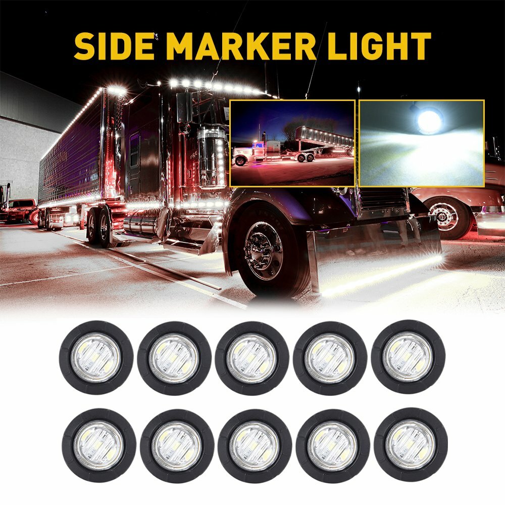 20X Pickup Round Side Marker lights 3/4″LED Bullet Light Truck Trailer White