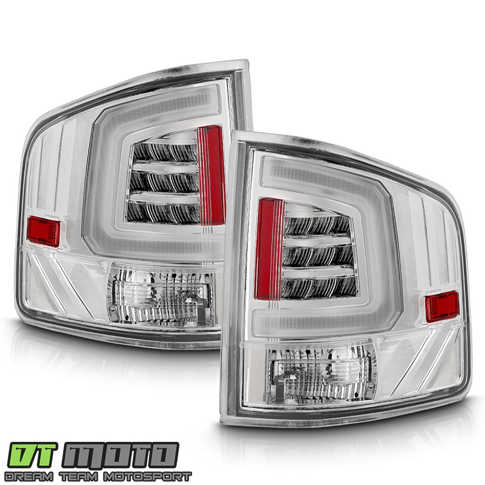 For 1994-2004 Chevy S10/ GMC Sonoma Chrome LED Tube Tail Lights Brake Lamps Pair
