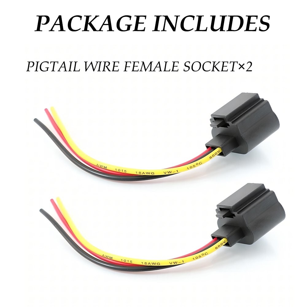 2X Harness Head Light Bulb Plug Repair Pigtail Socket Wire For Female P 9008 H13