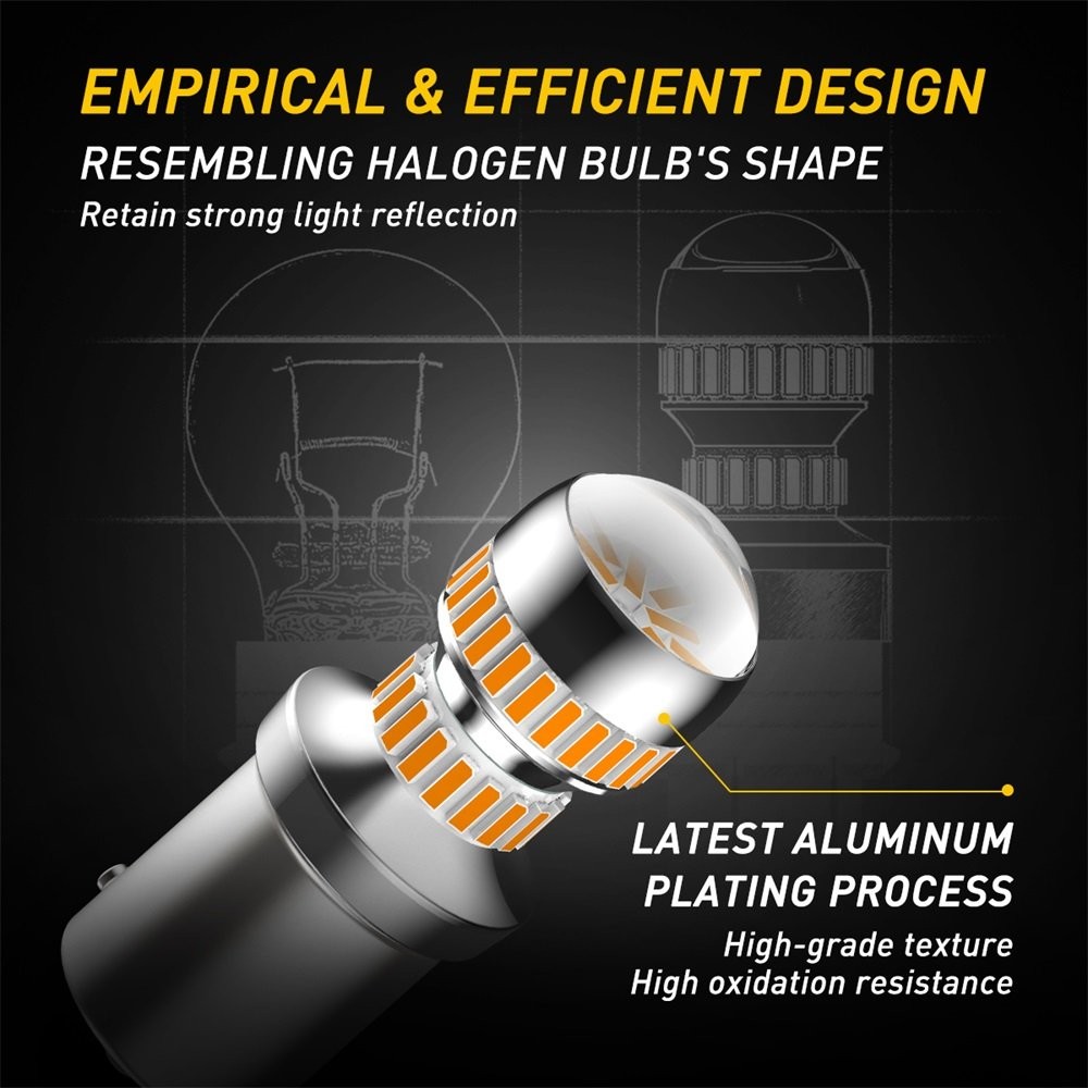 5W 1156 BA15S AUXITO LED DRL Turn Signal Light Bulbs Amber No Hyper Flash CANBUS