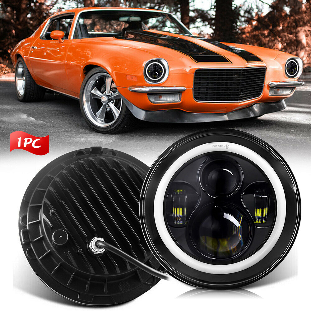 For Chevy Camaro 1967-1981 C10 1975-1980 DOT 7″ Round LED Headlight Hi/Lo Beam