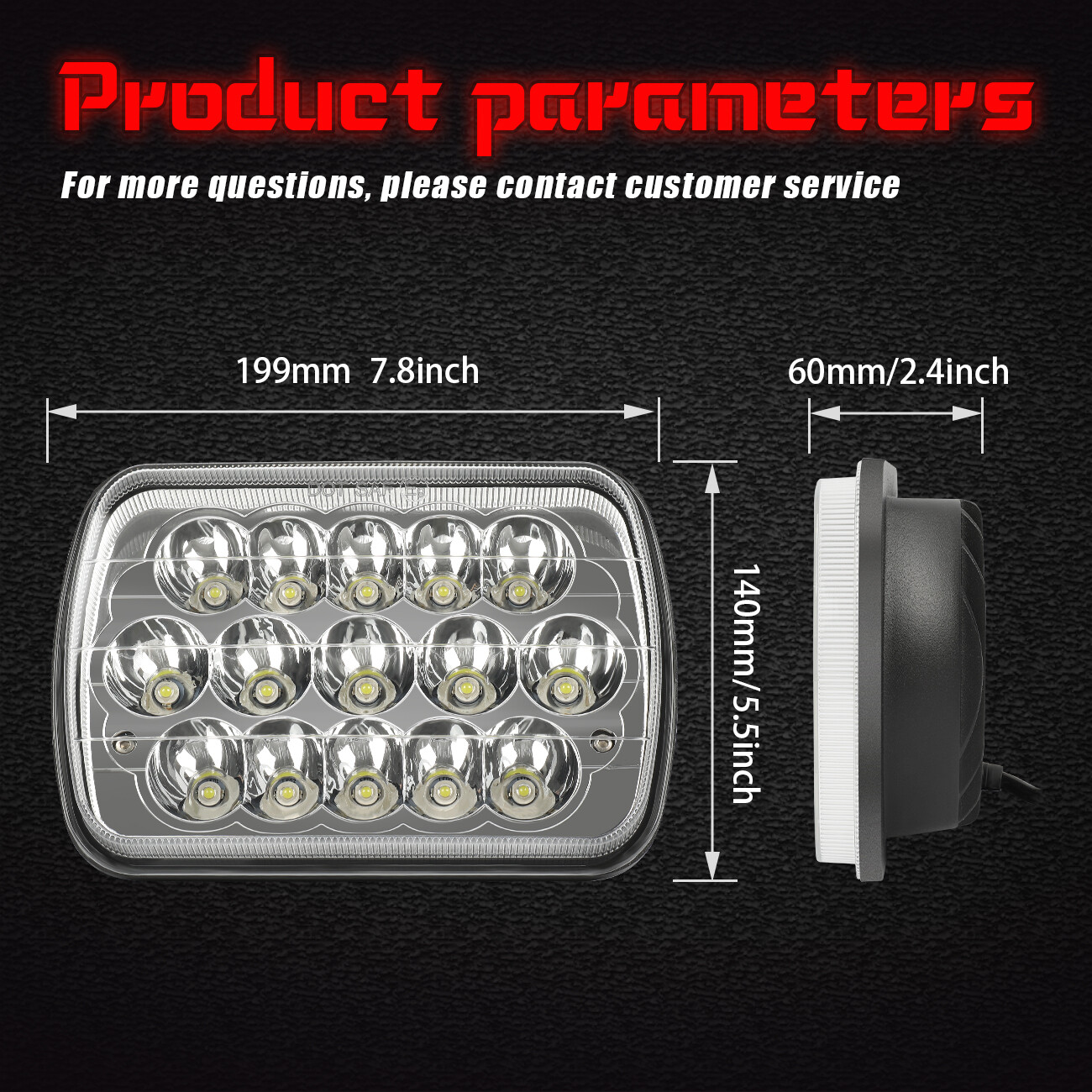 Pair 7×6 inch Led Headlights High Low Beam Fit Chevrolet C10 C20 C30 K10 K20 K30
