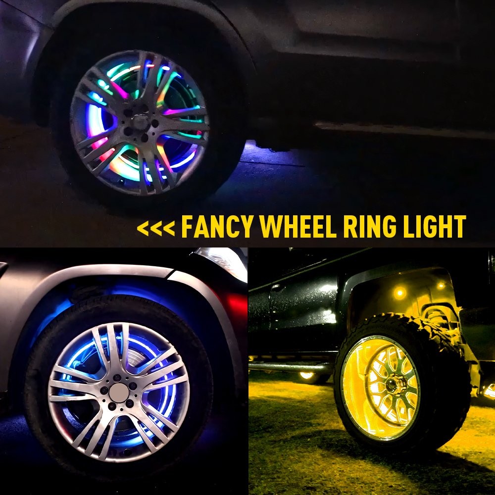 2set 3 Row 15.5 LED Wheel Ring Rim Lights Color RGB Turn Signal IP68 5050 remote