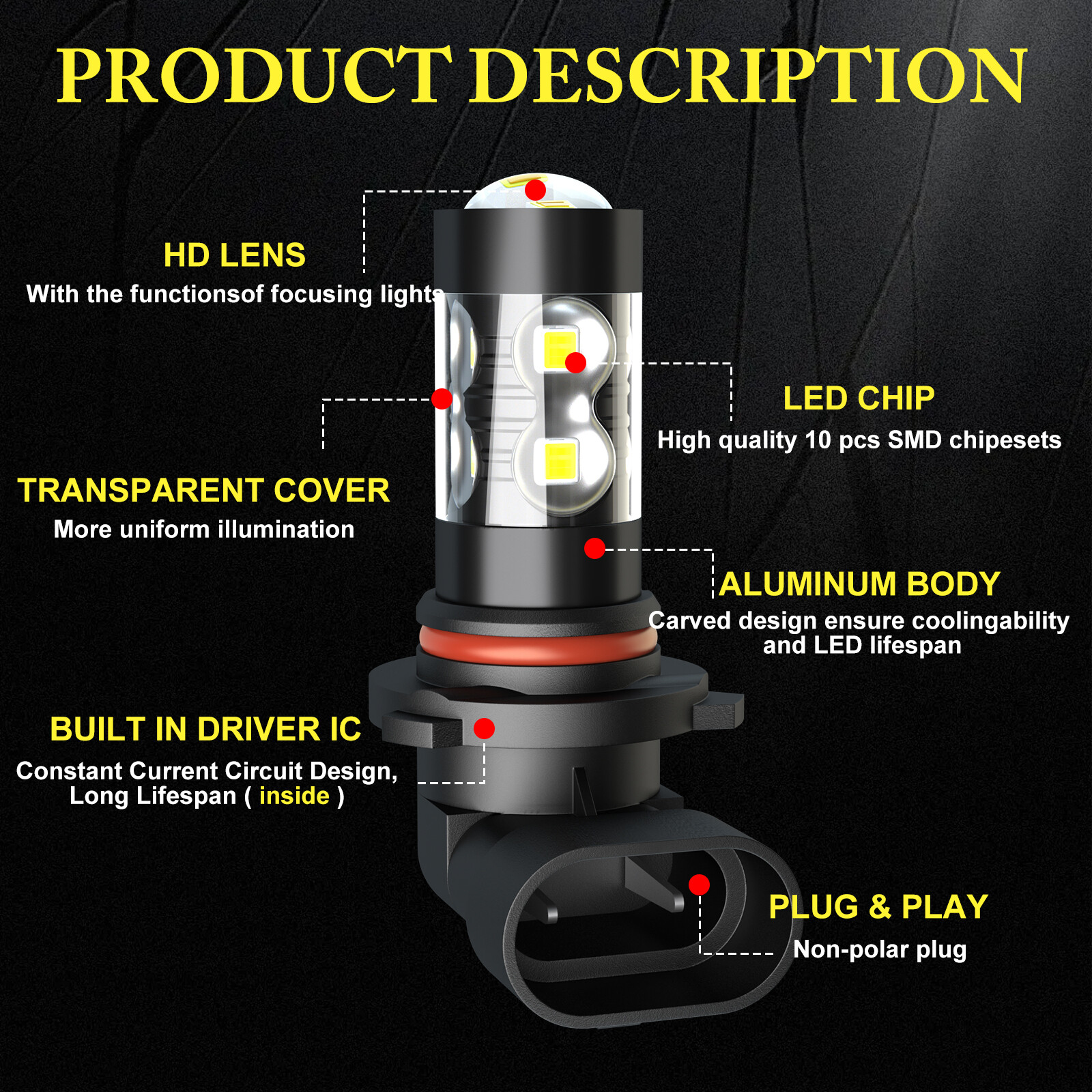 For Ford F250 F350 F450 2005-2019 – 6x 6000K White LED Headlight Fog Light Bulbs
