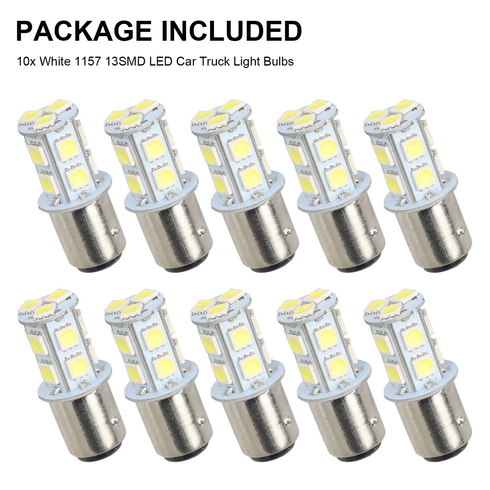 10x Super White 1157 BAY15D 13-SMD LED Tail Stop Brake Light Bulb 7528 12V 6000K