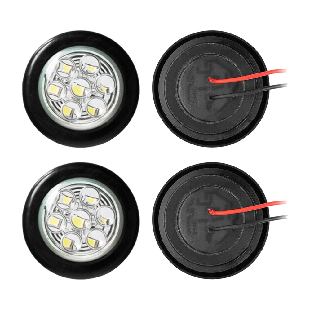4Pc 2″ White Side Marker Light Indicator Clearance Light Trailer Truck Tail Lamp