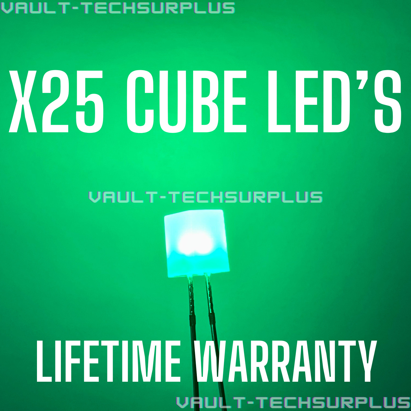 12 Volt Green 5mm Cube LED Resistor Built In GM Instrument Panel Upgrade 25pc