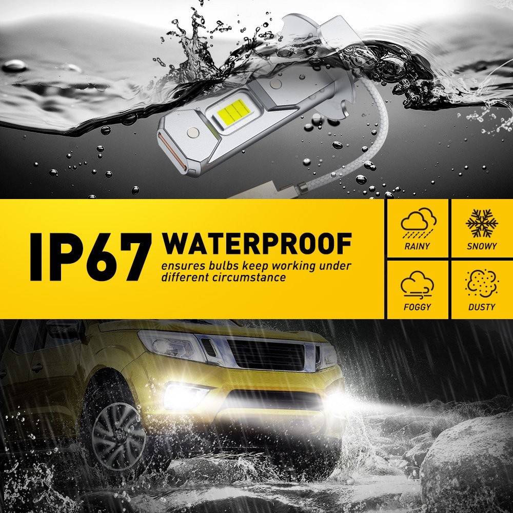 1/2set AUXITO H3 LED Headlight 100W 1000LM Fog Light Bulb White Driving Lamp