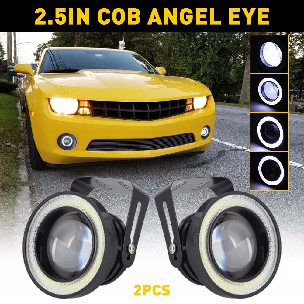 1/2Pair 2.5″ COB COB LED Projector Car Angel Lights Eye DRL Halo Ring Drive Fog