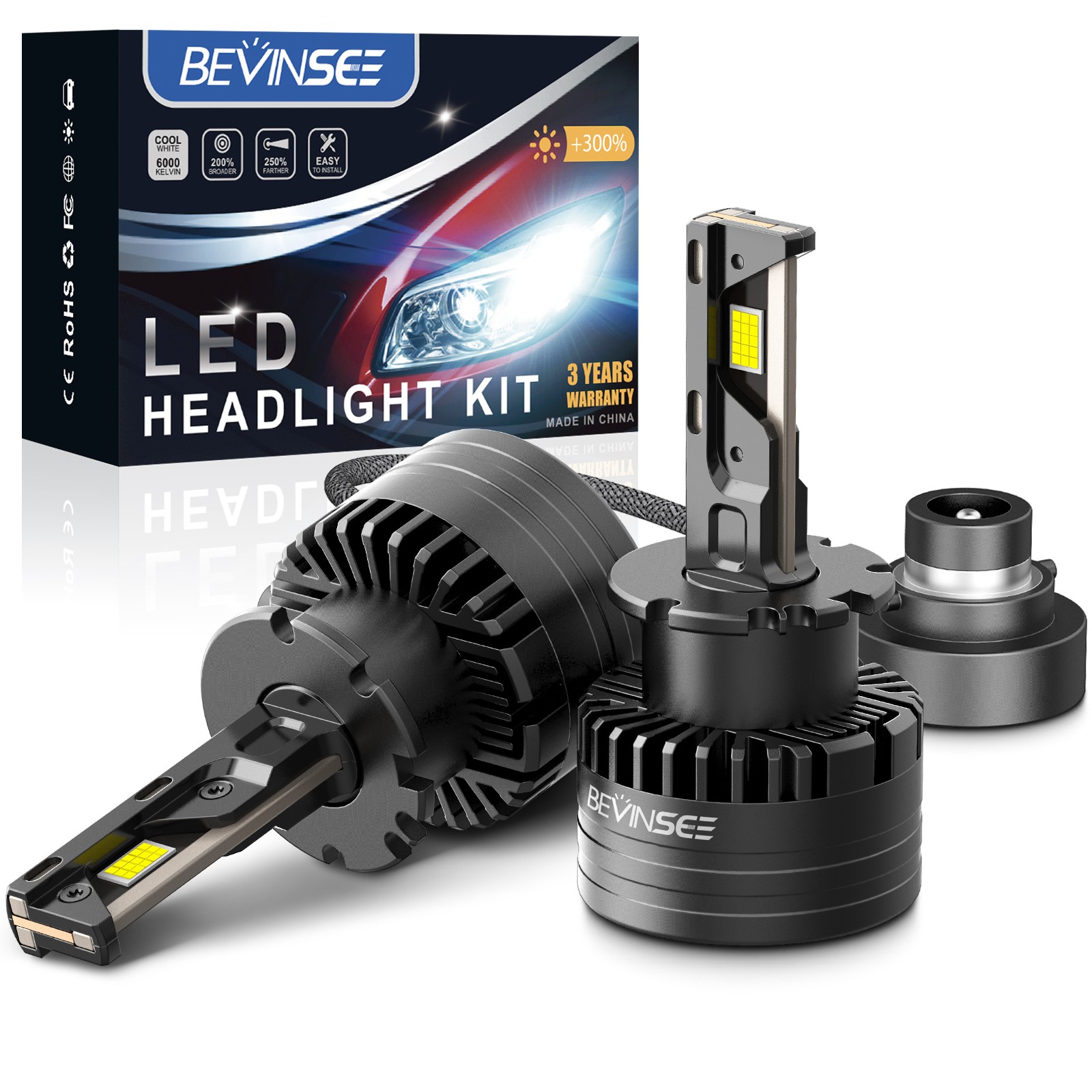 2x D2S LED Headlight Bulbs 6000K for Volvo C70 2006-2010 HID Low Beam Replace