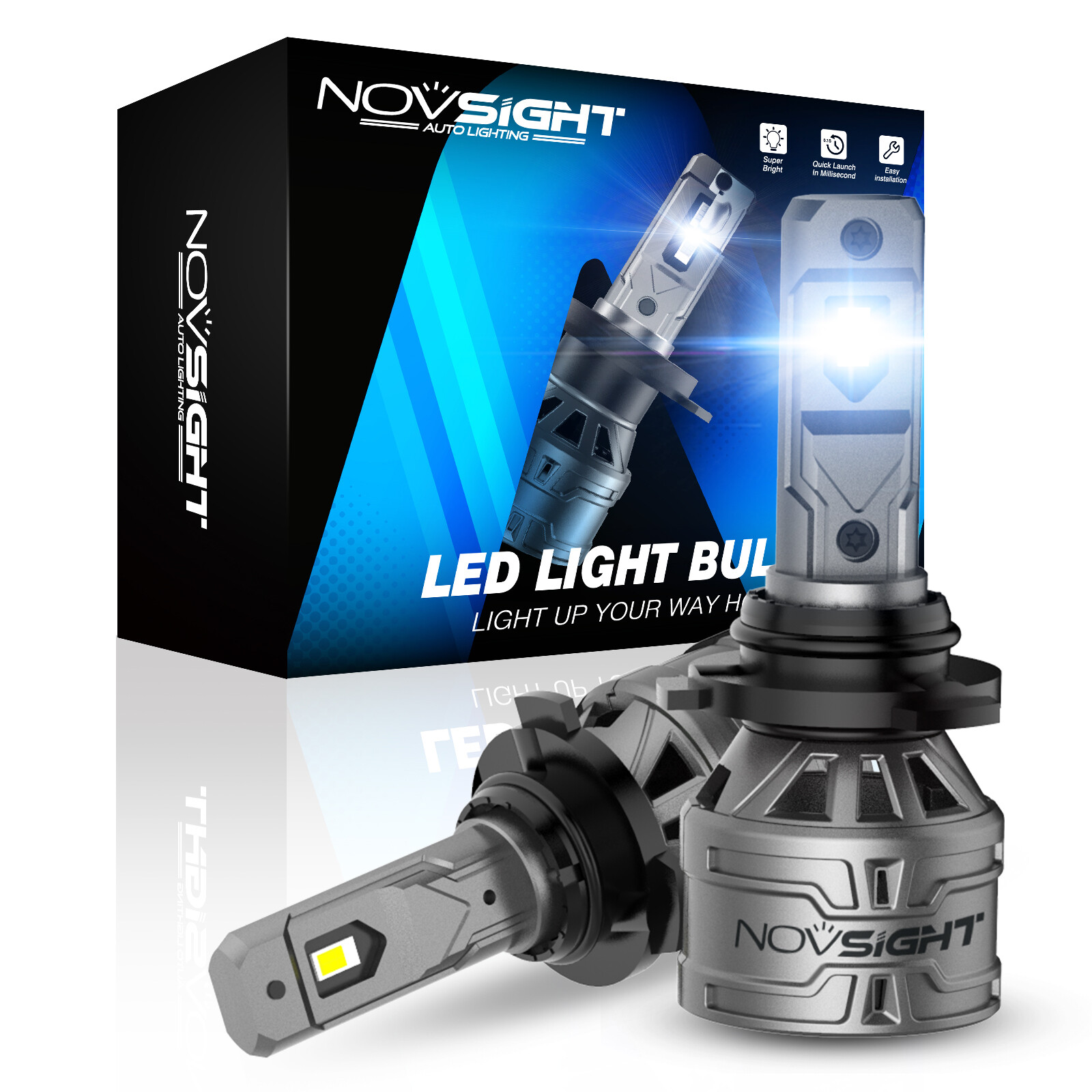NOVSIGHT HB3 9005 LED Headlight Bulbs Replacement Kit Hi/Lo Beam 13000LM White