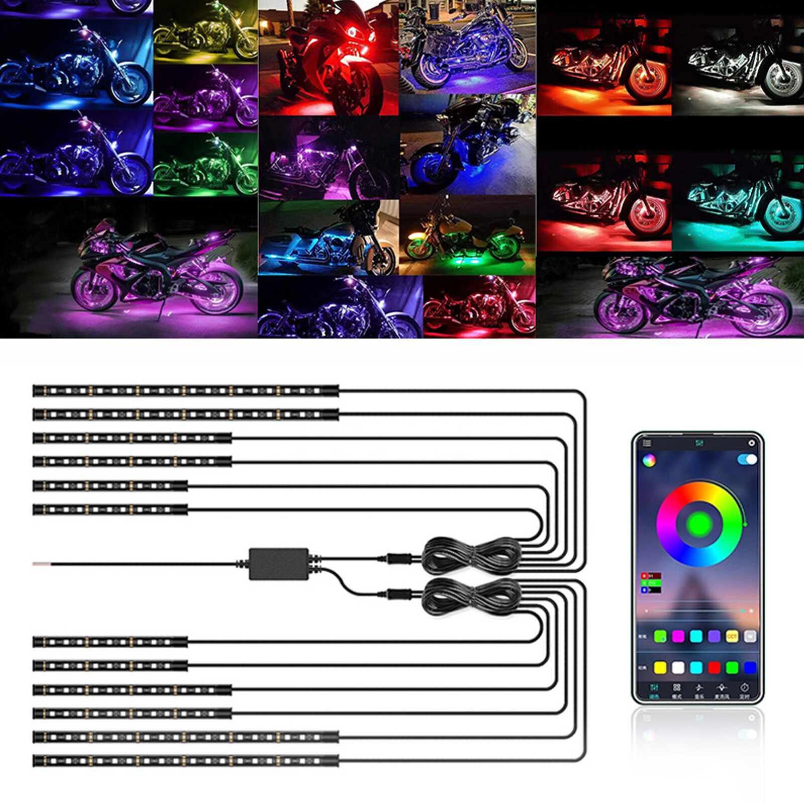 12X RGB LED Light Neon Under Body Glow Strip For Club Car EZGO Yamaha Golf Cart.