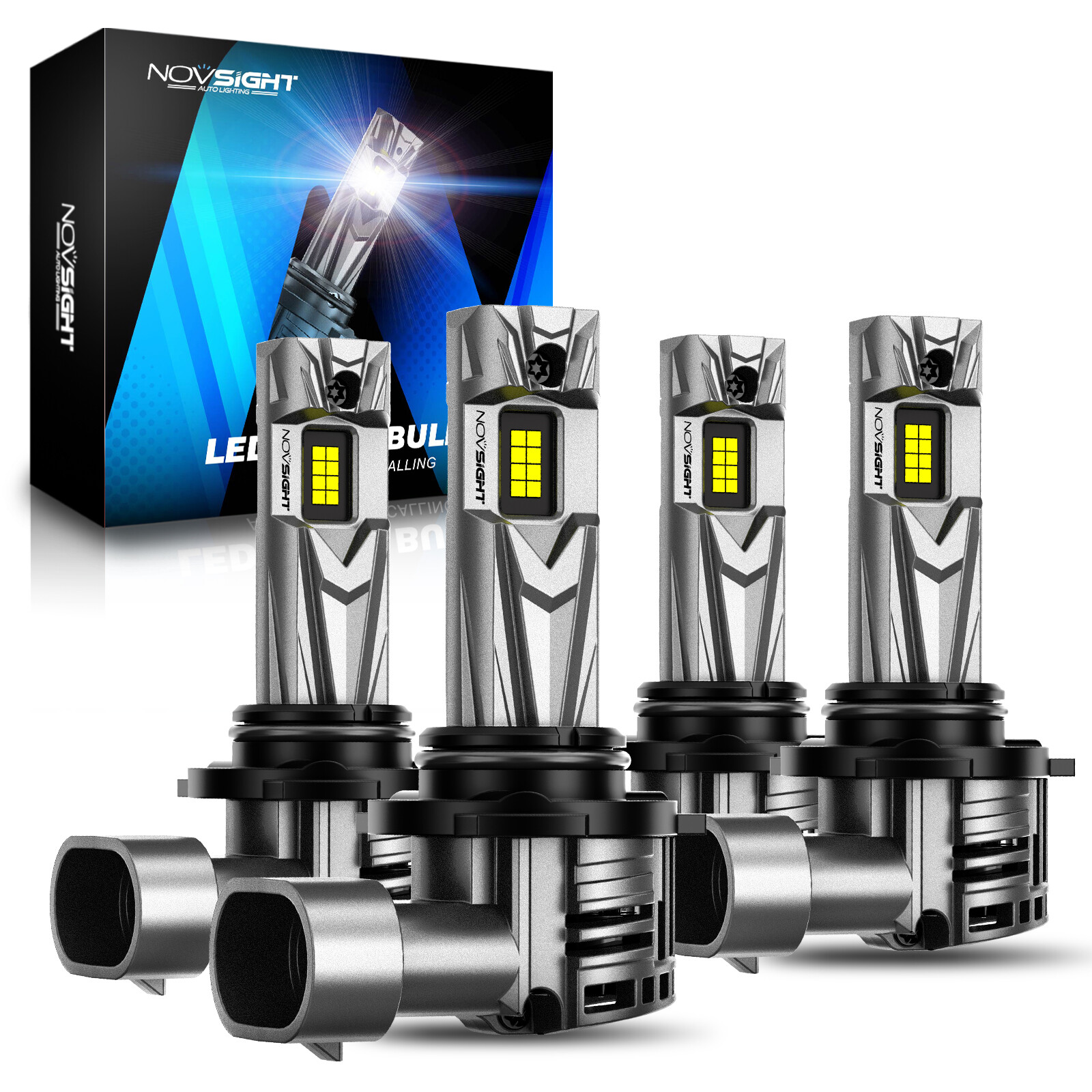 4PCS NOVSIGHT HB3 HB4 9005 9006 Combo LED Headlight High Low Beam Bulb Lamp 70W