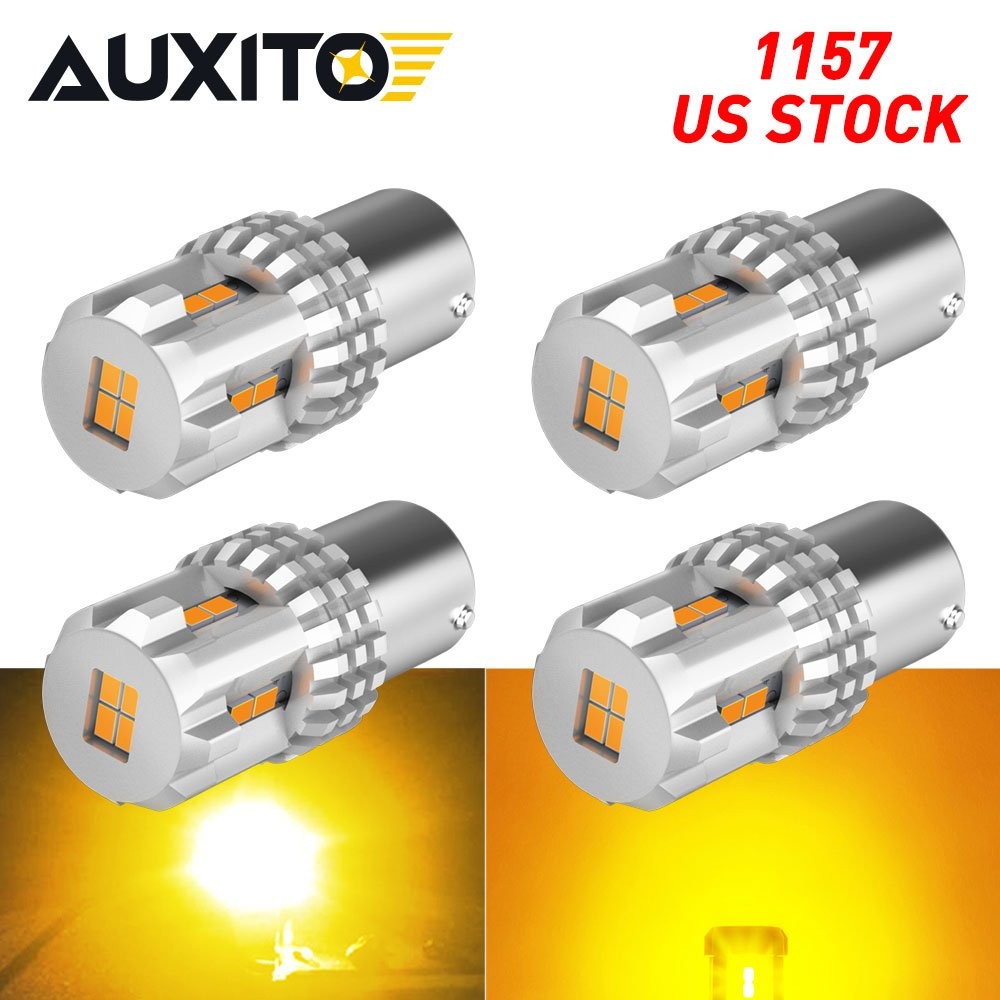 4pc AUXITO 1157 LED Amber Yellow DRL Turn Signal Parking Side Marker Light Bulbs